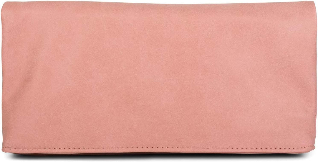 styleBREAKER Fold-Over-Clutch in Wildlederoptik mit Überschlag, 3-in-1 Tasche, Schulterriemen, Trage