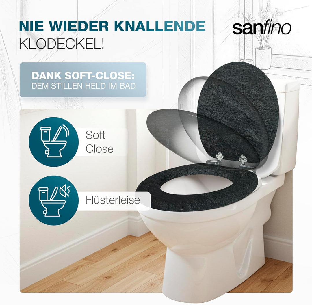 Premium WC Sitz mit Absenkautomatik – hochwertige Toilettendeckel aus Holz, viele bunte Motive, hohe