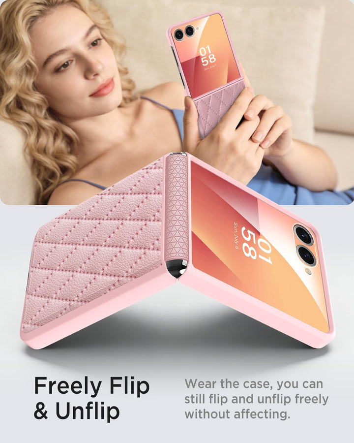 Miimall Kompatibel mit Samsung Galaxy Z Flip 7 Hülle mit Displayschutz & Weich Scharnierschutz, [Ele
