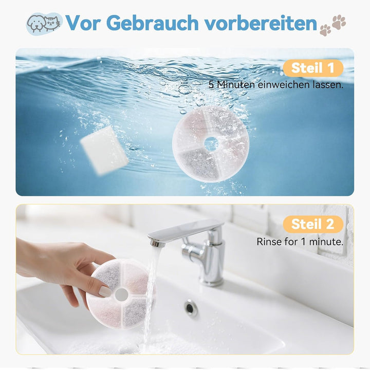 12 Stück Filter für FEELNEEDY 3,5L FN-W08L / W08 Katzenbrunnen, Trinkbrunnen Katzen Filter mit Aktiv