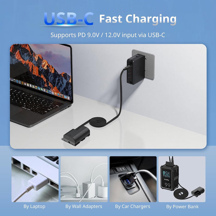 SMALLRIG LP-E6P USB-C-Dummy-Akku für Canon, magnetisches Spiralkabel - 6414
