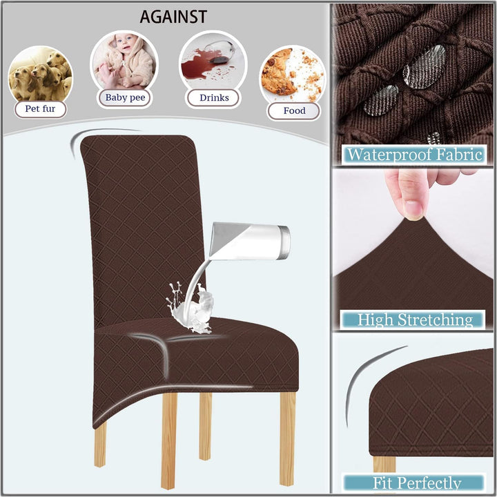 SHENGYIJING 1/2/4/6 PCS Diamond Lattice FStretch wasserdichte XL Stuhlhussen für Esszimmer, Spandex