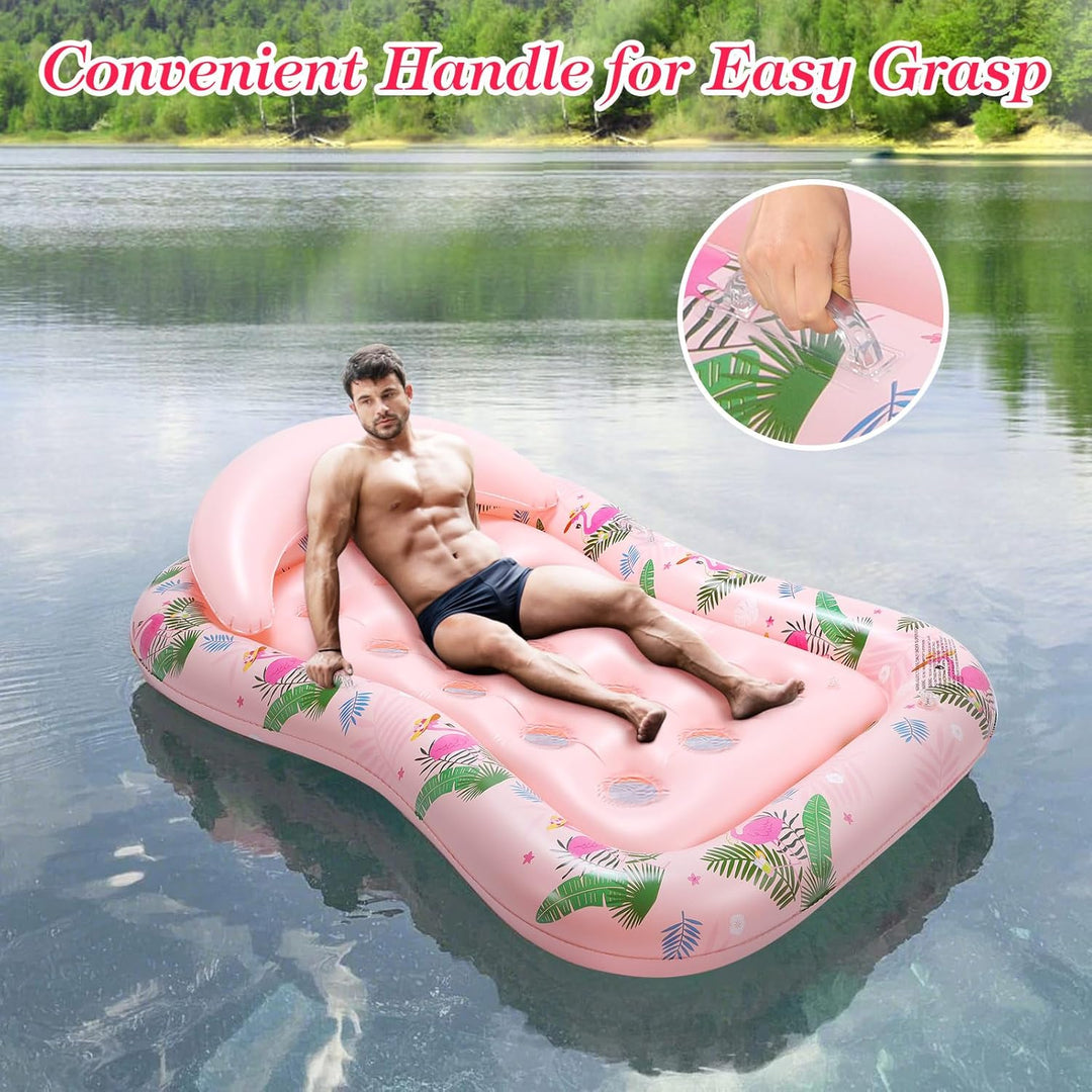 MoKo Pool Luftmatratze Erwachsene, Gross Schwimmbett mit EIS Bar, Solarium Pool Loungesessel Aufblas
