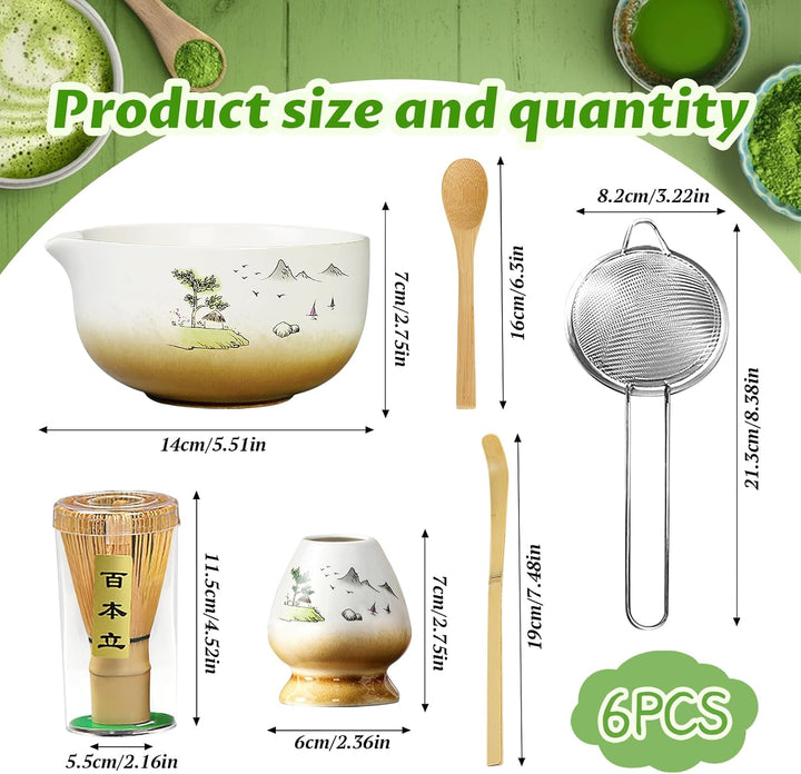 Simsky Matcha set, Japanisches Tee-Set, Matcha-Schale, Schaufel, Sieb, Matcha-Besenhalter, Matcha-Be