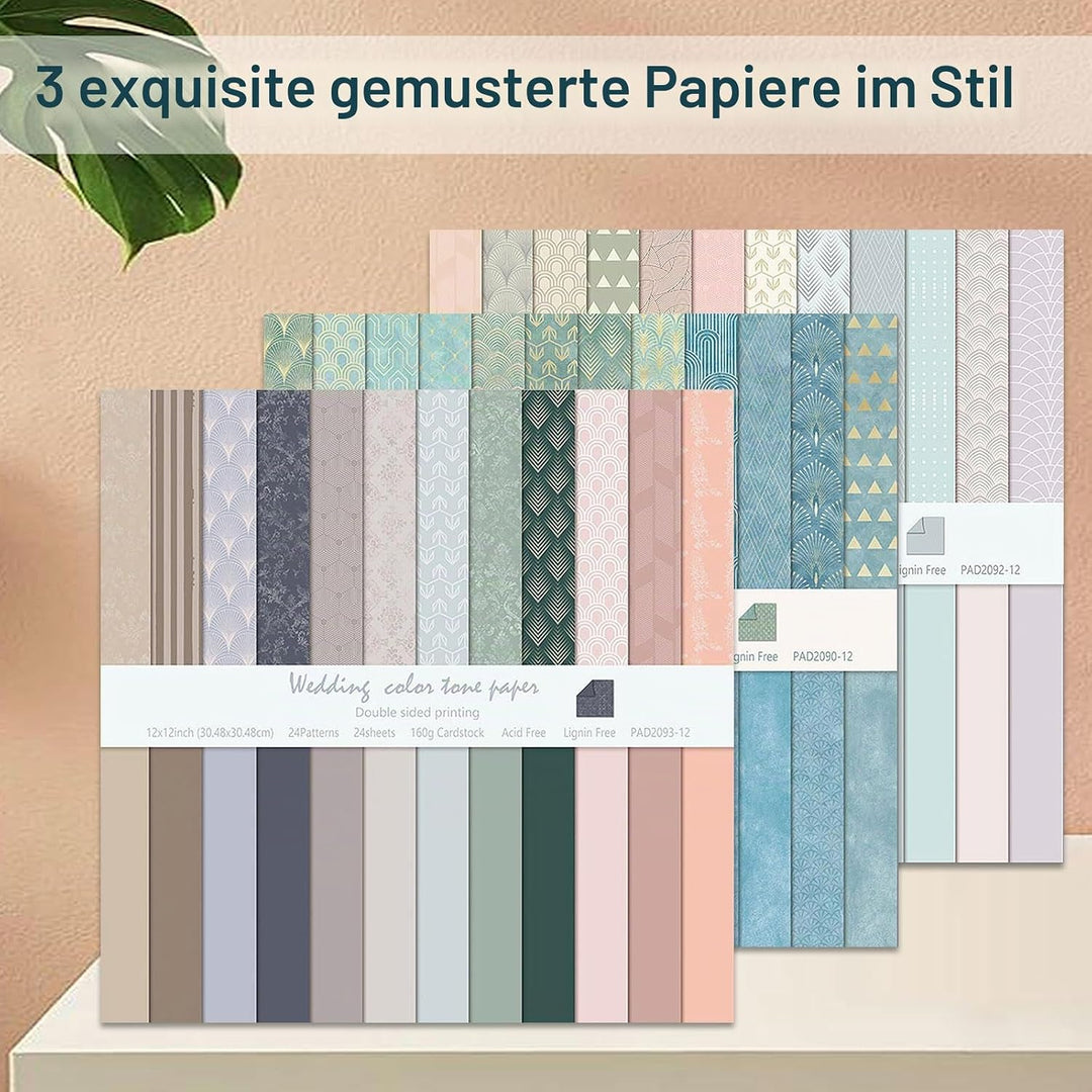 Scrapbook Papier Buntes Scrapbook Bastelpapier mit Muster, 24 Blat Scrapbooking Papier Doppelseitige