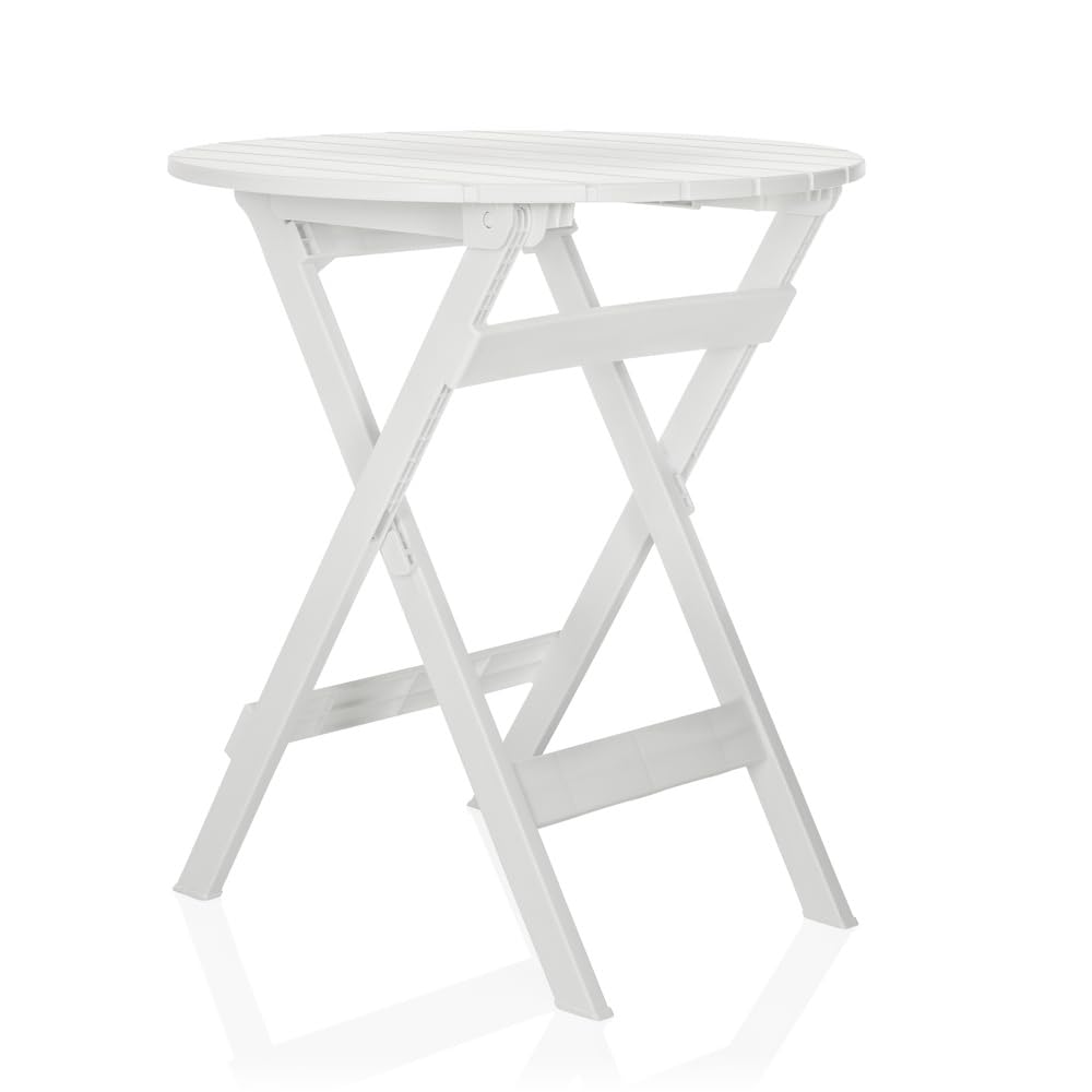 Outdoortisch klappbar TRAVANO T praktischer Klapptisch für Balkon und Terrasse, Bistrotisch Weiss, W