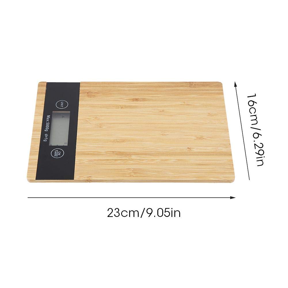 Fdit Küchenwaage mit LED-Anzeige, elektrisch, Bambus + ABS, 3000g, ±2 cm, für Küche und Lebensmittel
