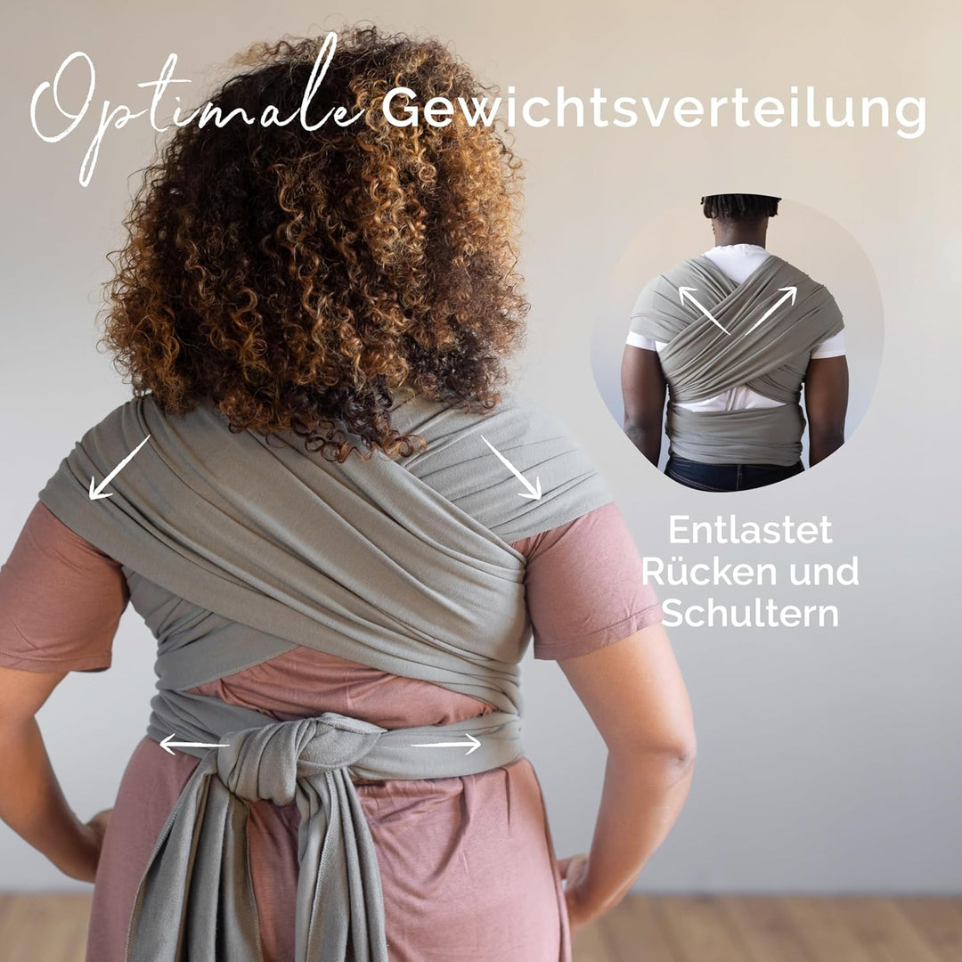 Boba Babytragetuch ab Geburt bis 15 kg - Kuschelweiches & Stützendes Baumwollfrottee, Tragetuch Baby