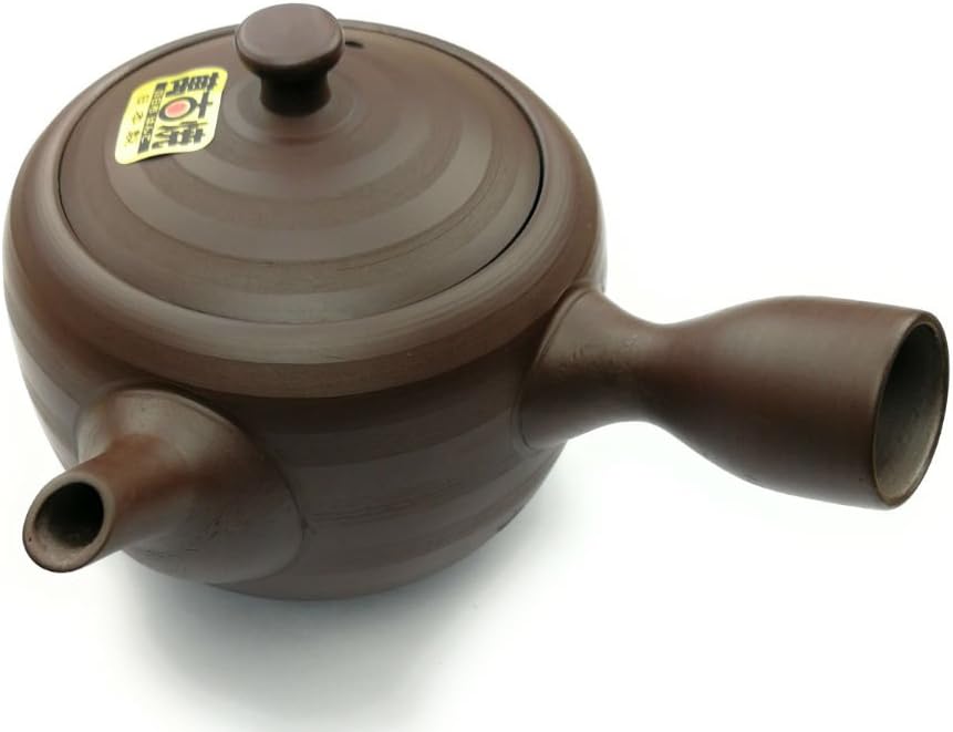 Kyusu Japanische Teekanne aus Keramik 270 ml, Keramik Kyusu mit Seitengriff und Edelstahl Teesieb, E