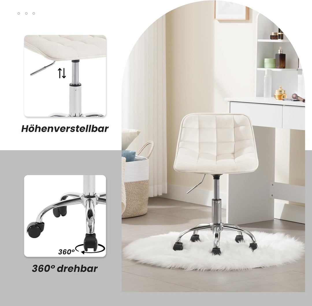 WOLTU Schreibtischstuhl Kinder, Schminkstuhl Sitzhocker Rollhocker Arbeitshocker, 360° drehbar höhen