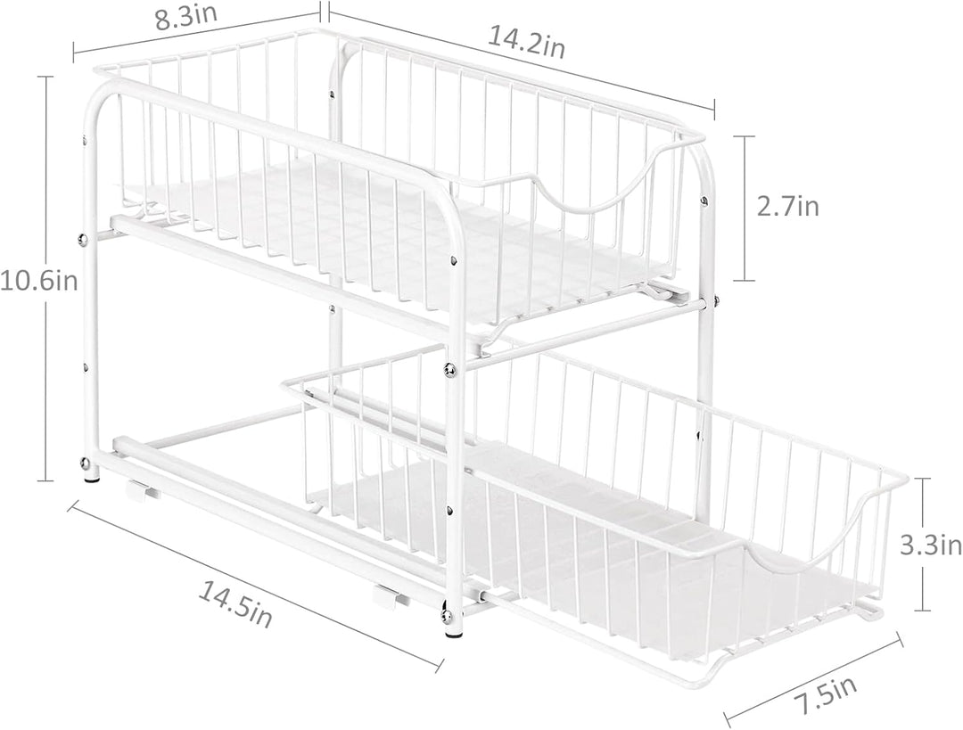 CADUKE Unterwaschbecken-Organizer mit Schubladenkorb, 2er-Pack, Schiebeschrank-Organizer mit Metall,