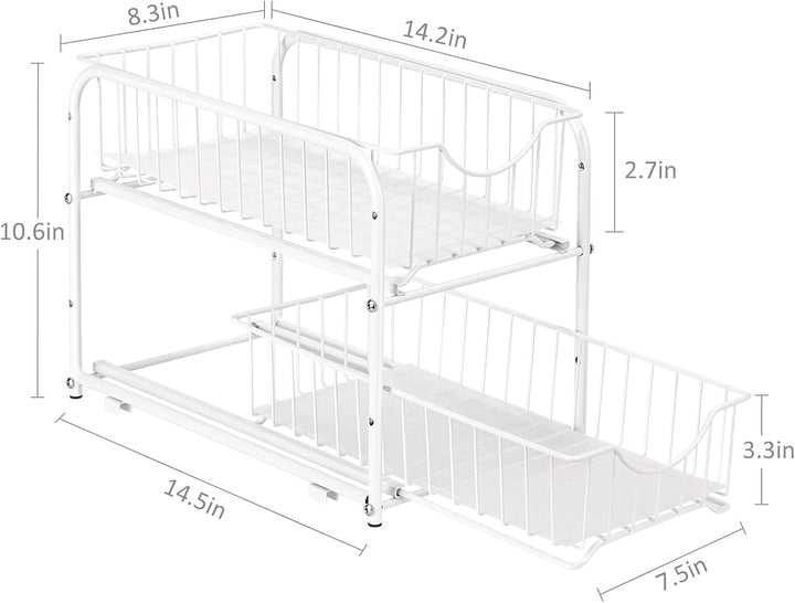 CADUKE Unterwaschbecken-Organizer mit Schubladenkorb, 2er-Pack, Schiebeschrank-Organizer mit Metall,