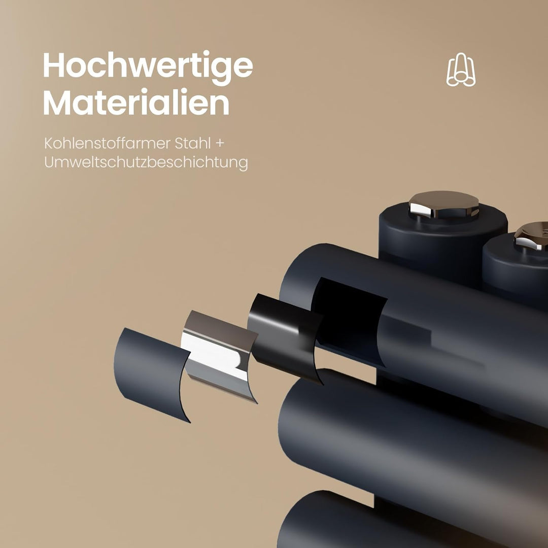 EMKE Design Rundrohr Badheizkörper 1265x600 mm, Handtuchheizkörper mit Seitenanschluss, Handtuchwärm
