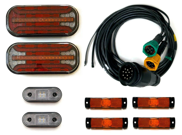 Anhängerbeleuchtung 2x LED Rückleuchten 6x Umrissleuchten 13 pol. Kabelsatz 5m