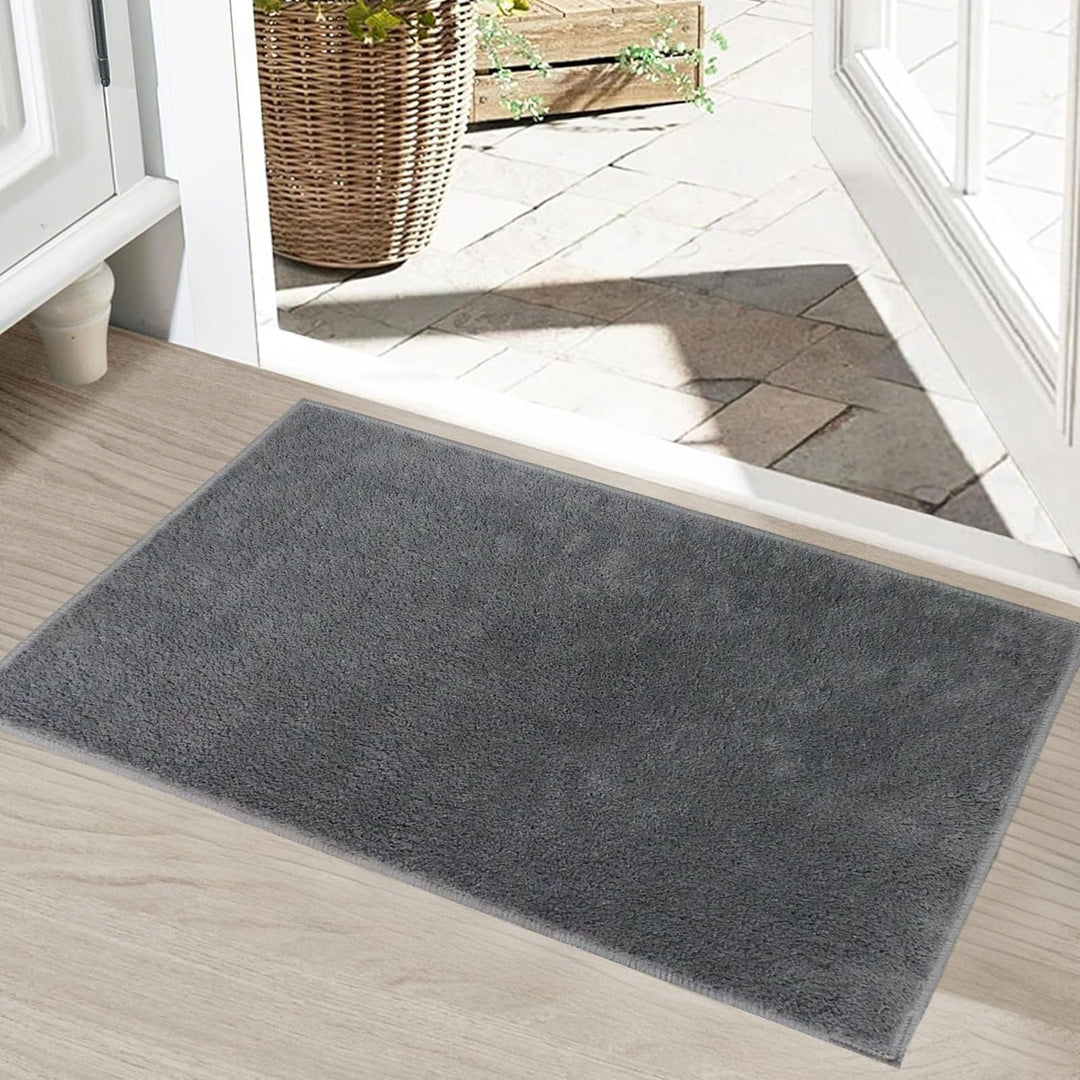 Fussmatte Dunkelgrau 60x90 cm – rutschfeste Schmutzfangmatte Waschbar – Türmatte für Eingang Innen &