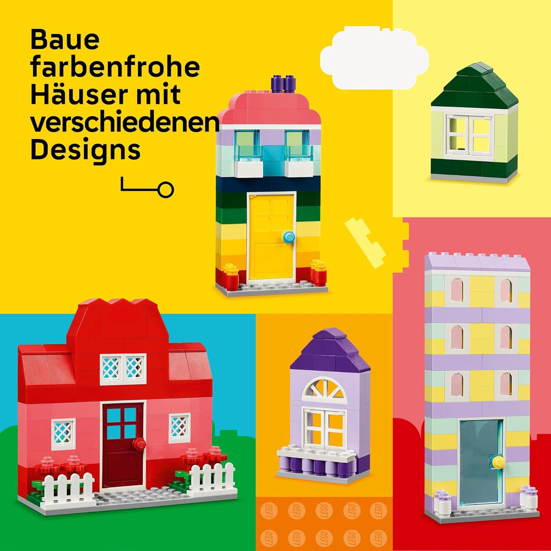 LEGO Classic Kreative Häuser, Bausteine-Set für Kinder, Konstruktionsspielzeug mit 850 Steinen, Haus