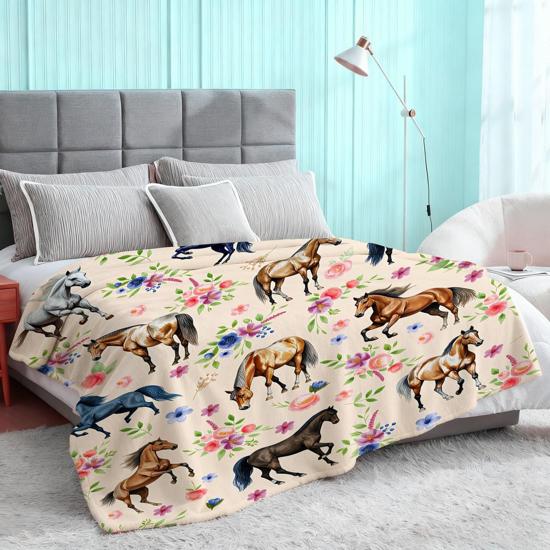 Blumen Pferd Geschenke Decke für Frauen Sachen Pferde werfen Decke Flannel Plüsch Gemütliche weiche