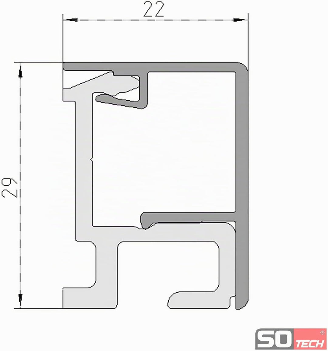Kesseböhmer Linero style Küchenreling schwarz 600 x 22 x 29 mm Aluminium Nischensystem von SOTECH Pr