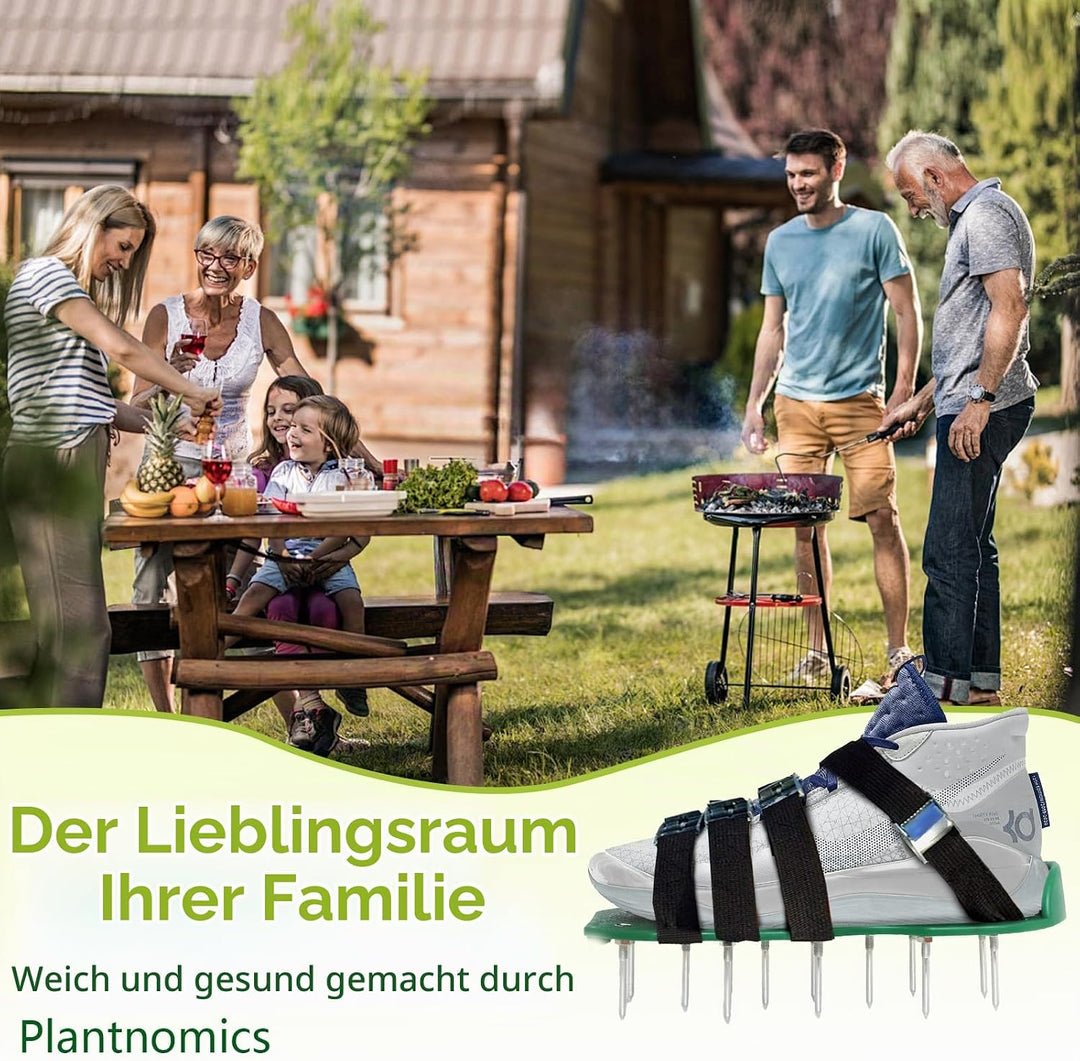 AIQII Rasenbelüfter Schuhe Rasenlüfter Nagelschuhe mit 4 Verstellbare Gurte und Metal Vertikutierer