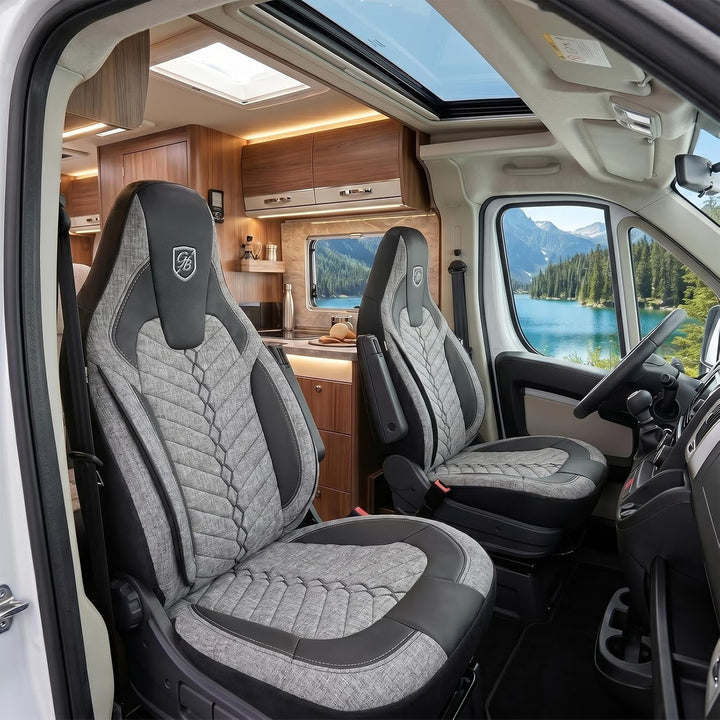Wohnmobil Sitzbezüge kompatibel mit FIAT Ducato, Citroën Jumper, Peugeot Boxer - Schonbezüge Set aus