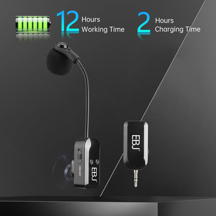 EBJ 2,4 G Instrumenten-Mikrofonempfänger mit abnehmbarem Saugnapf für Gitarre, Violine, Cello, Akkor