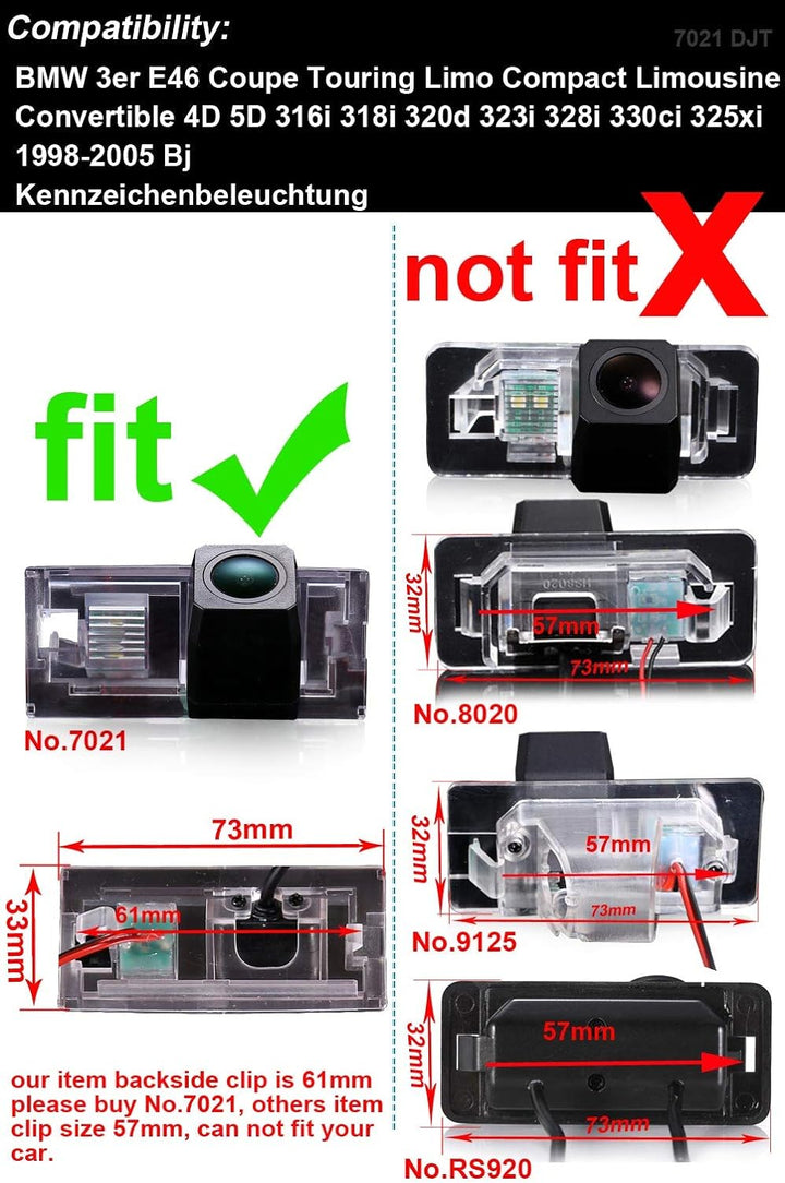 Super Pro HD Auto Kennzeichenbeleuchtung Rückfahrkamera für BMW 3er E46 Coupe Touring Limo Compact L