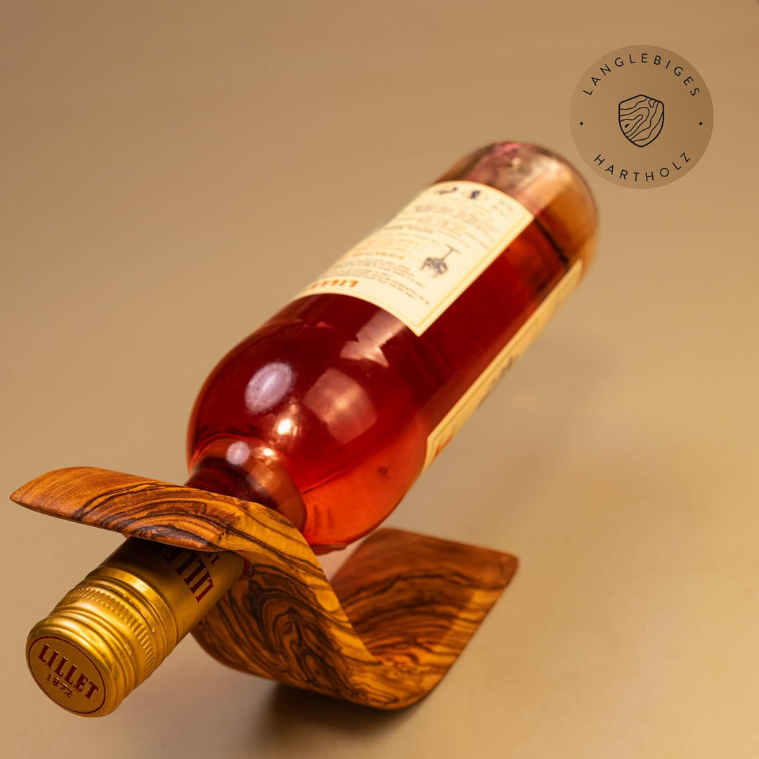 das Olivenholzbrett® Flaschenhalter aus Olivenholz/Weinständer Holz/Weinflaschenhalter/Flaschenhalte