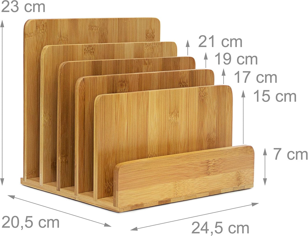 Relaxdays Dokumentenhalter Bambus, 5 Fächer, Prospekte, Zeitschriften, Briefablage, HBT: ca. 23 x 24