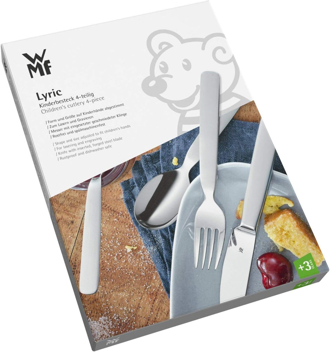 WMF First Lyric Kinderbesteck Set 4-teilig, Kinderbesteck Edelstahl, Besteck Kinder ab 3 Jahre, Crom