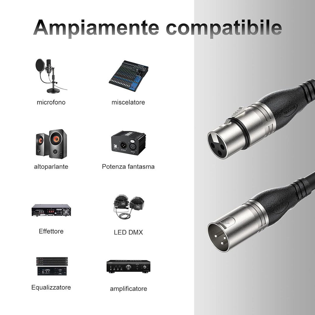 NUOSIYA XLR Kabel 15m 1Pack Mikrofonkabel, 3-Pin XLR Stecker auf Buchse Mikrofonkabel für Mikrofon,
