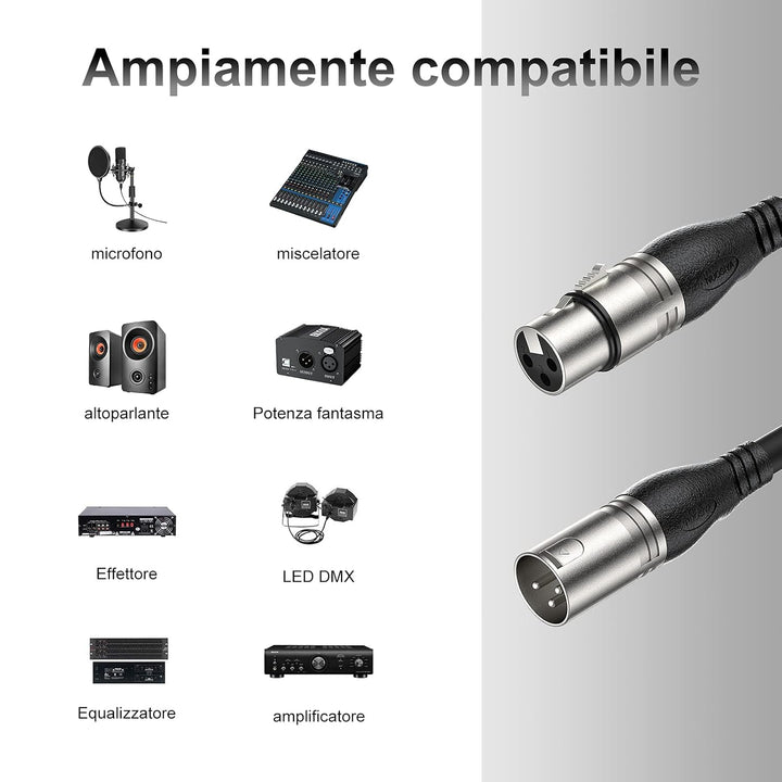 NUOSIYA XLR Kabel 10m 1Pack Mikrofonkabel, 3-Pin XLR Stecker auf Buchse Mikrofonkabel für Mikrofon,