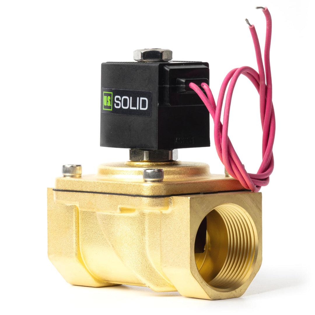U.S. Solid 1-1/4" Magnetventil - Messing AC 230V mit Viton-Dichtung, stromlos geschlossen, Bleidraht