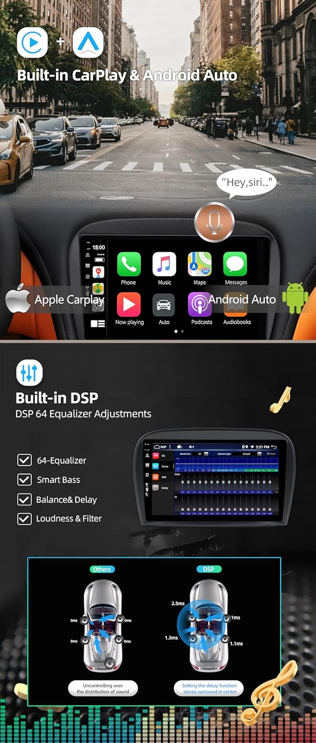 Android 15 Autoradio für Mercedes SL R230 (2005-2012) Radio GPS Navigation - DSP/Carplay/Android Aut
