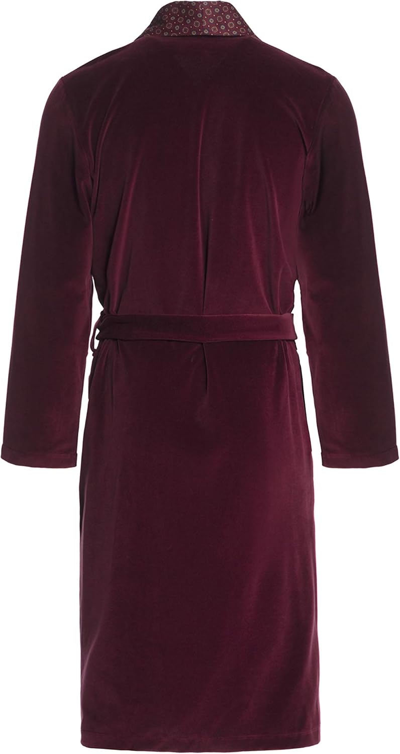 Revise Joel RE-101 Herren Bademantel aus Velours - lang und elegant XL Burgund Rot, XL Burgund Rot