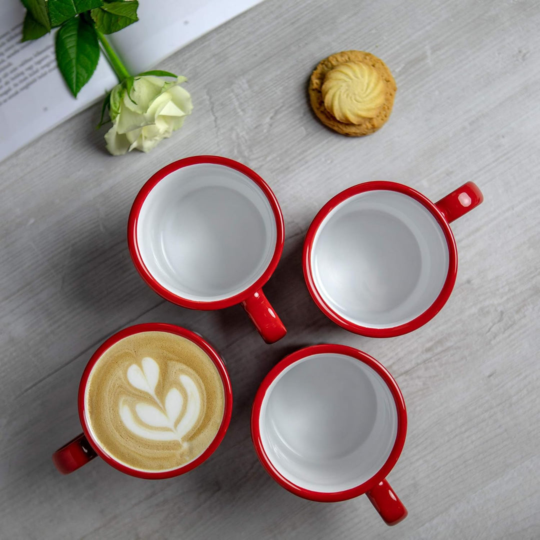 City to Cottage® - Keramik XXL Becher 500 ml | Kaffeebecher | Rot und Weiss | Polka Dots | Handgemac