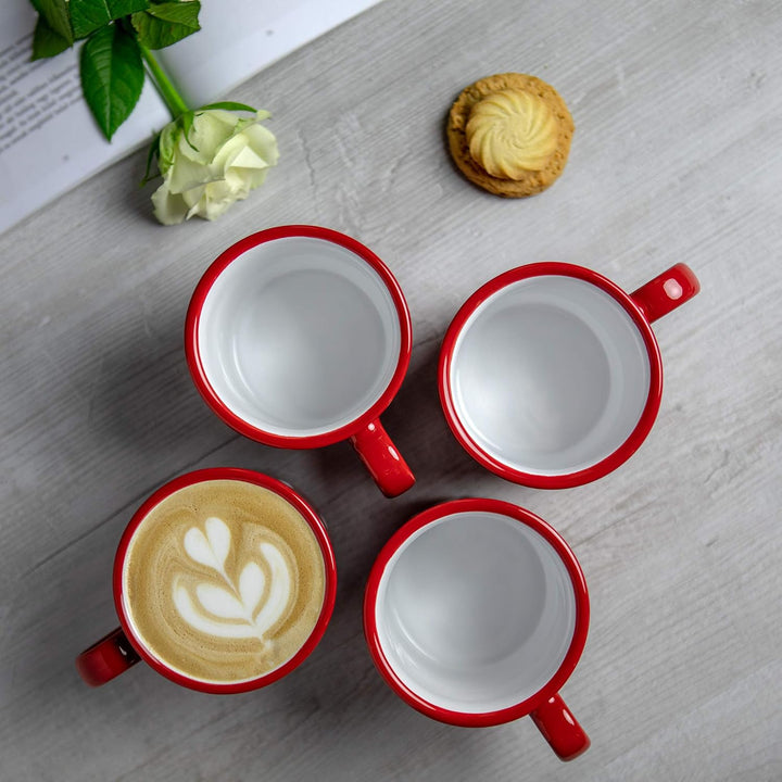City to Cottage® - Keramik XXL Becher 500 ml | Kaffeebecher | Rot und Weiss | Polka Dots | Handgemac