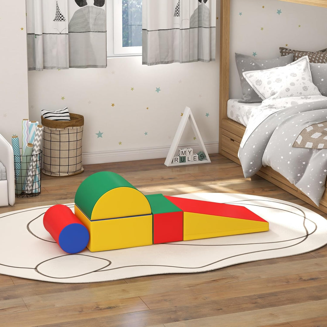 HOMCOM 5 TLG. Schaumstoff Bausteine Kinder Softbausteine Klettern Bauklötze Weiche Schaumstoffbauste