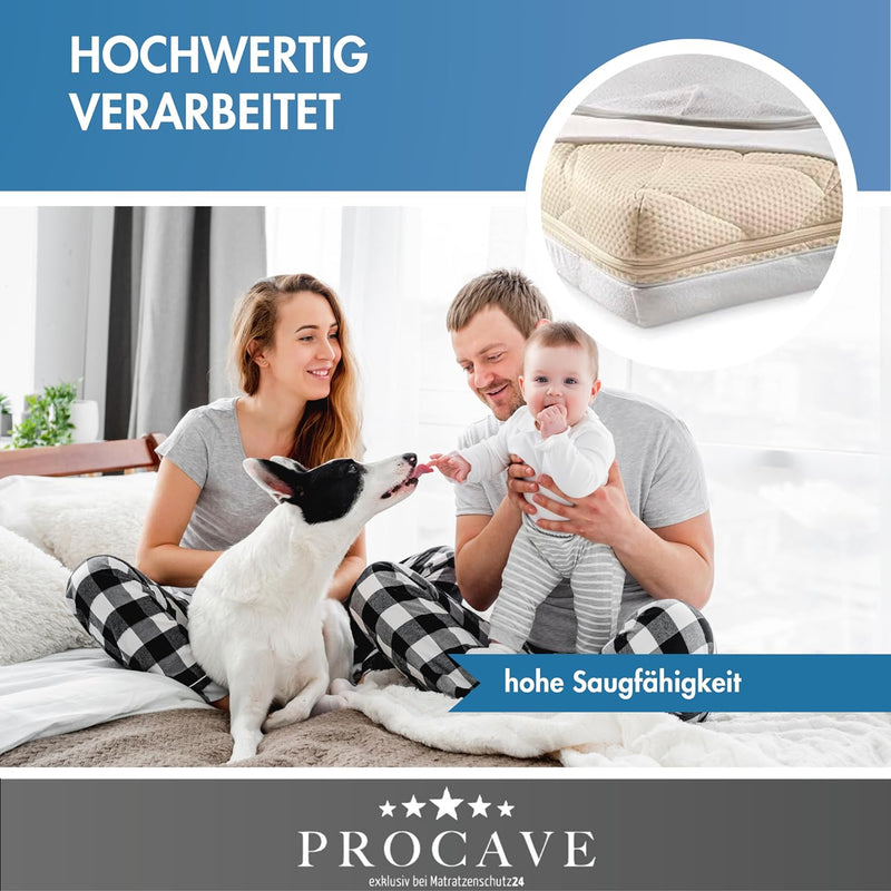 PROCAVE Matratzenbezug Frottee unversteppt 160 x 220 cm | Matratzen-Höhe 10-15cm | Matratzenschoner