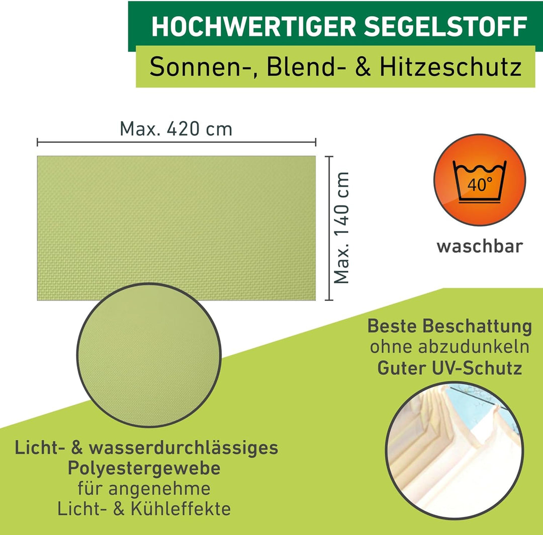 Windhager Sonnensegel für Seilspanntechnik, Wintergarten und Terrassen Beschattung, Seilspannmarkise