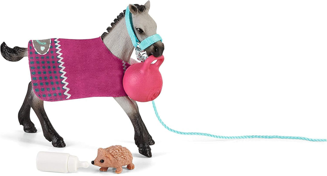 schleich HORSE CLUB 42534 Spielset mit Fohlen - Pferde Spielzeug Set mit Abnehmbarer Decke, Flasche