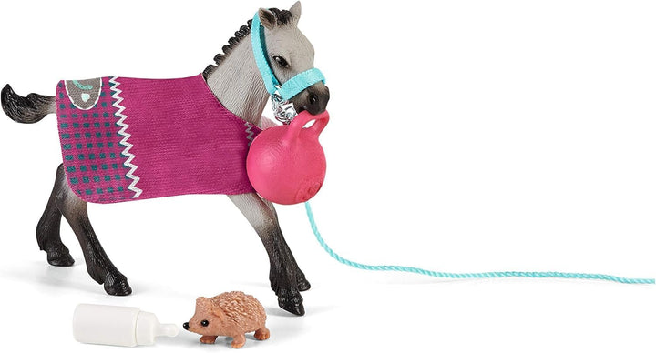 schleich HORSE CLUB 42534 Spielset mit Fohlen - Pferde Spielzeug Set mit Abnehmbarer Decke, Flasche