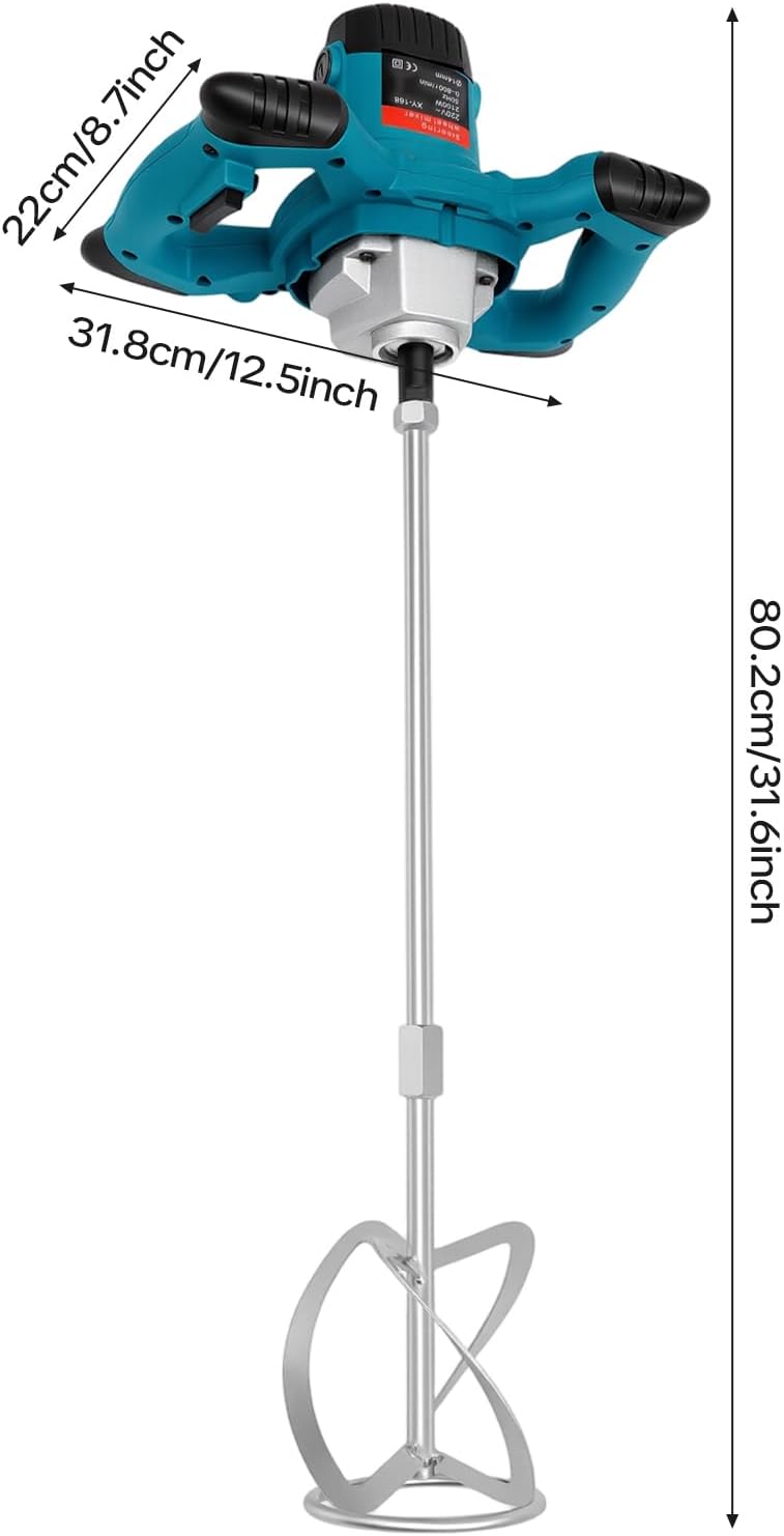 Farb-Mörtelrührer & Betonmischer 2100W Elektrisch - Handrührwerk mit 6 Geschwindigkeitsstufen, 800 U