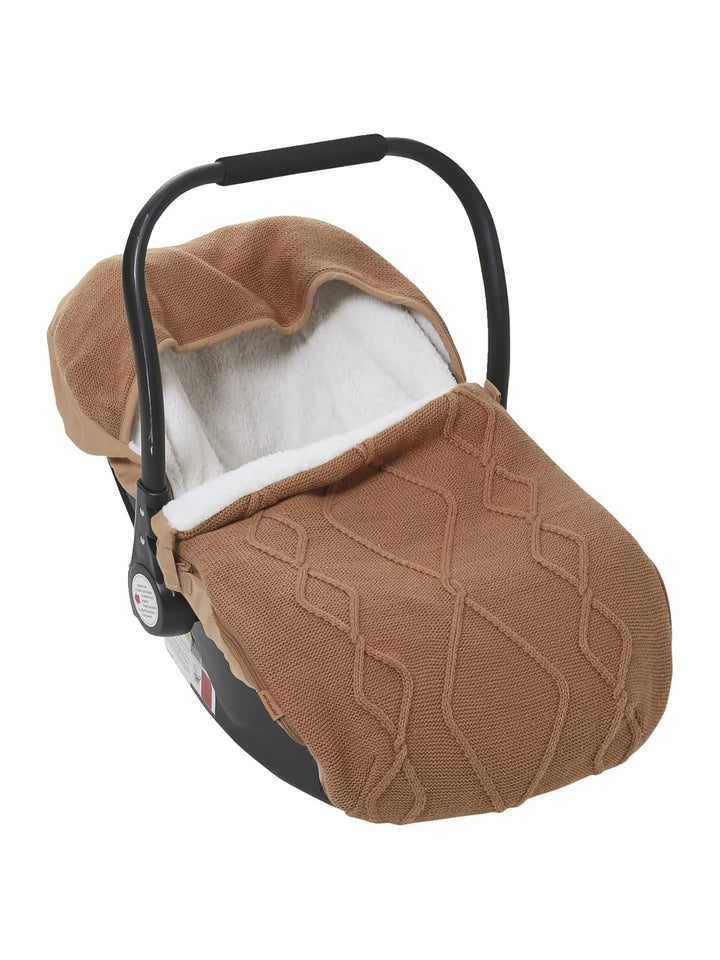 VERTBAUDET Strick-Fusssack für Babyschalen, Fleecefutter hellbraun ONE SIZE