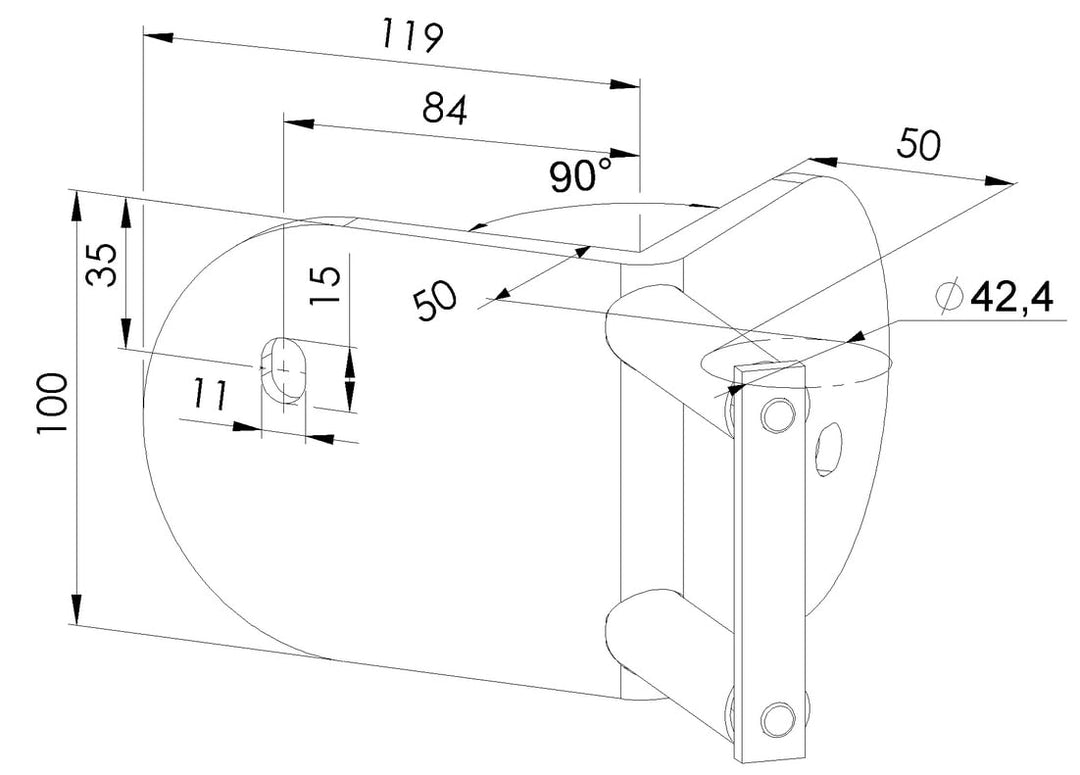 Sellon24® Edelstahl Geländerpfosten Eckpfosten 90 Grad Ø42,4 Bauhöhe 1000mm mit 4x Glasklemmen 63x45