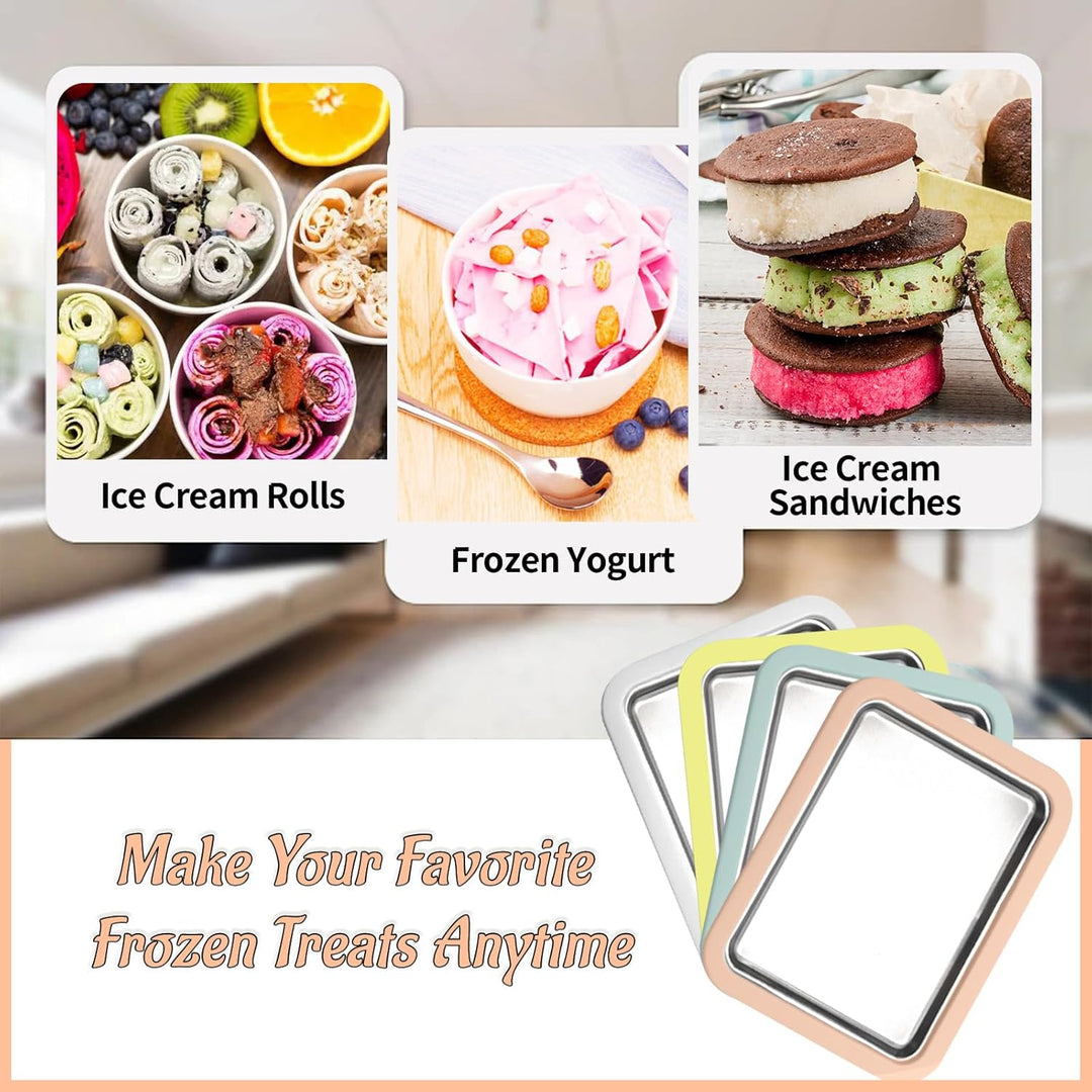 Eisplatte Eis Rolls zum Eis Machen DIY, Ice Cream Machine rolls maker mit 2 Spateln, Gelato Rollmasc