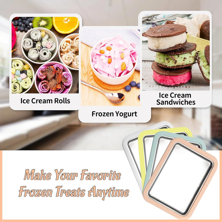 Eisplatte Eis Rolls zum Eis Machen DIY, Ice Cream Machine rolls maker mit 2 Spateln, Gelato Rollmasc
