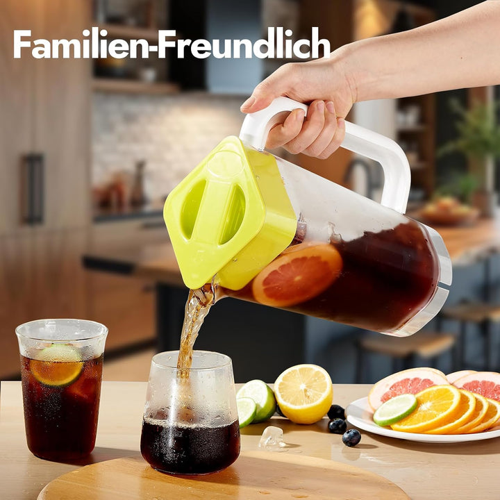 CURTA krug 2liter Wasserkrug Mit Deckel Mit Griff mit Skala, Kunststoff Für kühlschrank,2 liter pitc
