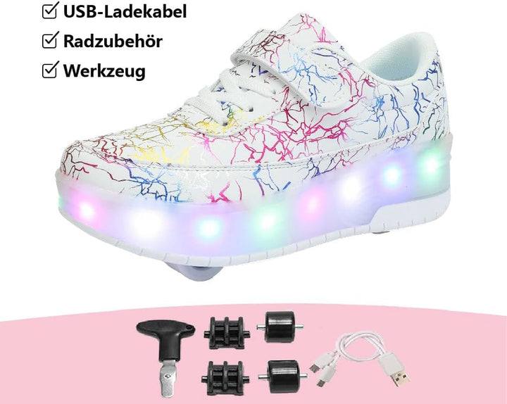 HUSKSWARE Rollschuhe Schuhe Jungen Mädchen Mit 4 Rollen Skateboardschuhe, verstellbar Jugend Schuhe