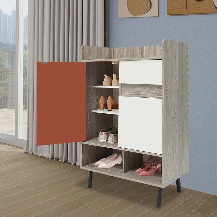 Schuhschrank Mit Türen Freistehender Schuhkommode Schuhkipper Flurschrank Schuhkipepr Aus Holz Mit S