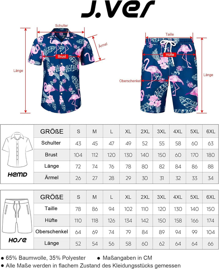 Herren Hawaiihemd Kurzarm Party Hemd Casual Flamingo Floral Strandhemd Bügelfrei Button Down Kurzarm